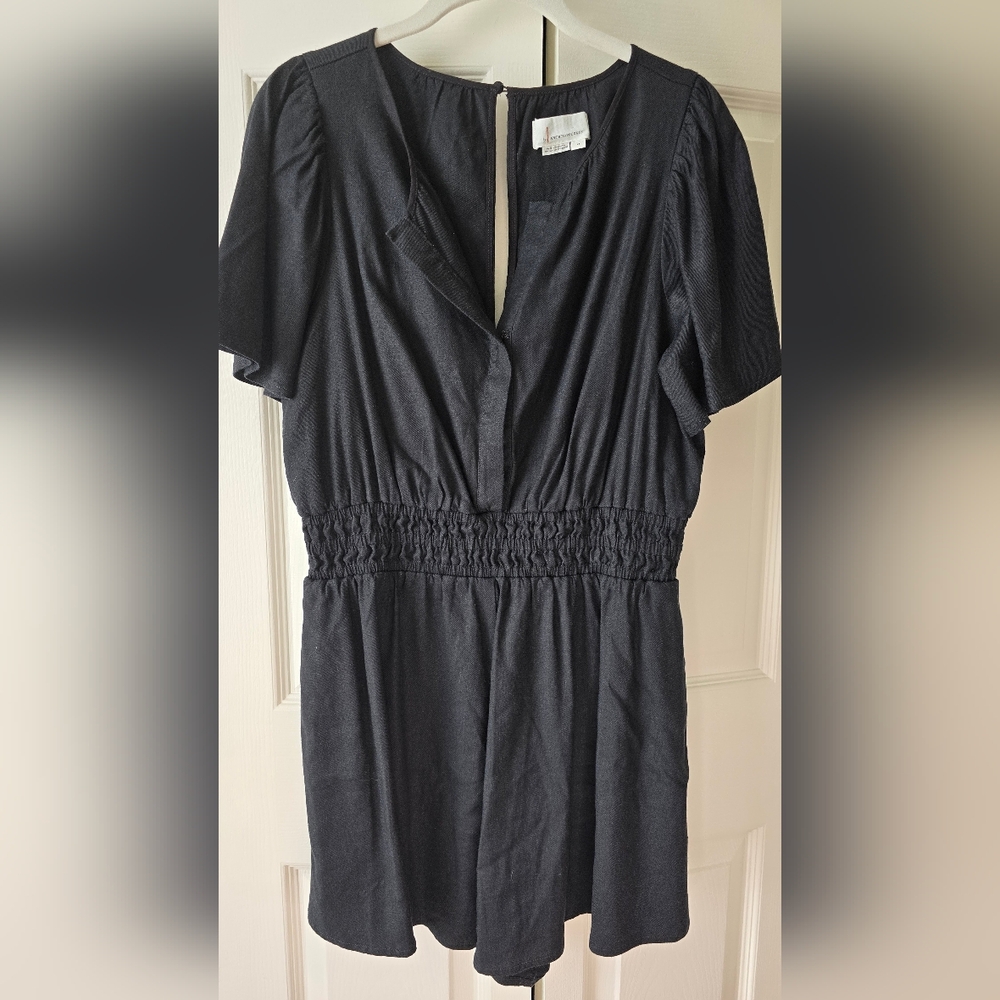 Anthropologie Black Short-Sleeve Romper